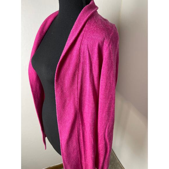 Talbots Women's Pure Merino Wool Knit Casual Classic Open Cardigan Fuchsia XS - Picture 4 of 7